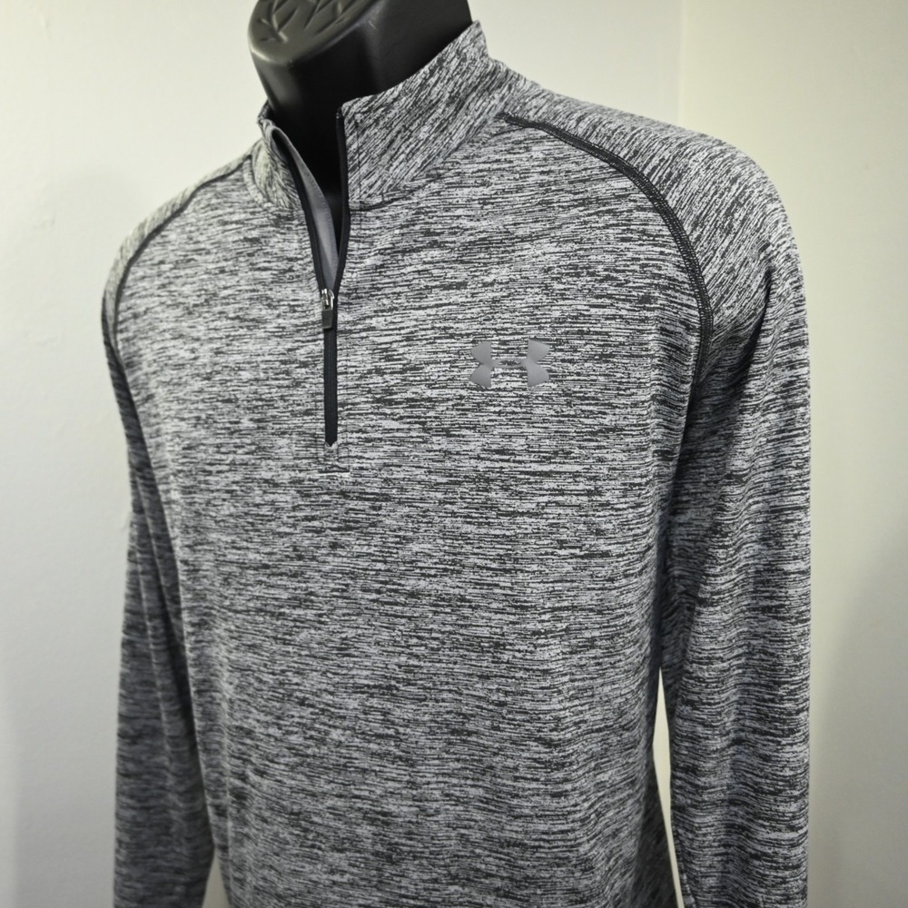 Under Armour 1/4 Zip Golf Jacket Mens Large Gray HeatGear Loose Pullover Stretch